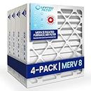 United Filter 20x20x4 MERV 8 Furnace Air Filters - (Case of 4) Actual Size: 19-1/2" x 19-1/2" x 3-5/8" HVAC Filters Purify Air, Removes Pollen, Mould, Bacteria & Smoke - Made in Canada