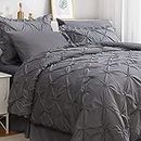 JOLLYVOGUE King Comforter Sets 7 Pieces, Dark Grey Bed in a Bag Comforter Set for Bedroom, Bedding Comforter Sets with Comforter, Sheets, Ruffled Shams & Pillowcases