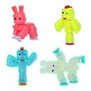 Zing Stikbot Easter Pack, Set of 2 Chickens and 2 Bunnies with Exclusive Neon & Glow in The Dark Colors, Create Stop Motion Animation, for Kids Ages 4 and Up