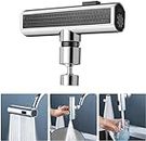 JIALTO Waterfall Kitchen Faucet, 3 in 1 360° Kitchen Faucet Head Replacement,Splash-Proof Kitchen Sink Faucet Suitable for Washing Fruits and Vegetables Chrome Silver (Kitchen Waterfall Faucet)