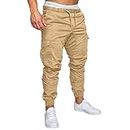 Ozmmyan Mens Fashion Joggers Athletic Cargo Pants Casual Cotton Gym Sweatpants Trousers Workout Outdoor Drawstring Long Pant Men Lounge Pants Pantalones Hombre Vaqueros Khaki