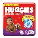 Huggies Complete Comfort Wonder Pants Medium (M) Size (7-12 Kgs) Baby Diaper Pants, 76 count| India's Fastest Absorbing Diaper with upto 4x faster absorption | Unique Dry Xpert Channel