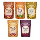 Fabeato Vegetable Chips Combo|Peri Peri Flavors Okra chips|Smokey BBQ & Mexican Cheese Sweet Potato Chips|Ghost Jolokia Flavour Beetroot Chips|Jack Fruit | Vacuum Fried|Pack of 5 (340g)