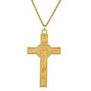Memoir Gold plated Jesus figure, small Cross pendant, Christian jewellery Men women