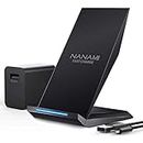 NANAMI Wireless Charger, QC3.0 Adapter Included, 15W Max Fast Charging, Qi Certified Charging Stand for iPhone 15 Pro Max/14/13/12/11/XS Max/XR/X/8, for Samsung Galaxy S24 S23 Ultra S22 S21 S20 fe, LG