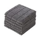 Microfiber Terry Dish Rags Set of 6, Super Absorbent and Lint Free Dish Cloths for Household, 11 x 11 Inches (Grey, 6)