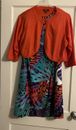 AGB Dress Woman 2 Piece Women Sweater Jacket & Dress Plus Size 20W Colorful