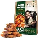 Dog Sweet Potato Wrapped with Chicken & Pet Natural Chew Treats (300 Gr Approx 20 pcs) - Grain Free Organic Meat & Human Grade Dried Snacks in Bulk - Best Twists for Training Small & Large Dogs