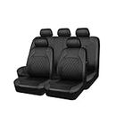 TSUGAMI Full Set Car Seat Covers, PU Leather Cushion Protectors for Auto, Waterproof Split Front and Rear Bench Seat, Breathable Automotive Accessories, Universal Fit for Many Vehicles (Black)