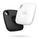 Tile Mate (2022) Lot de 2 localisateurs d’article Bluetooth, Portée de 60 m, fonctionne avec Alexa et Google Home, Compatible avec iOS et Android, Noir/Blanc