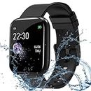 10WeRun Smart Watch for Kids Men Boys Girls Women ID116 Plus 2024 Latest for Android and iOS Phones IP68 Waterproof Activity Tracker with Touch Color Screen Sleep & Heart Rate Monitor Pedometer Black