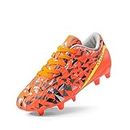 DREAM PAIRS Boys Girls Soccer Cleats Youth Firm Groud Athletic Outdoor Trainning Teen Football Shoes for Little/Big Kid,Size 5 Big Kid,Orange/Dark/Grey/Yellow,HZ19003K