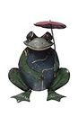 De Kulture Handcrafted Recycled Iron Frog Decorative Collectible Figurine Showpiece Beautify Home Office Holiday Décor | Ideal for Garden Balcony Terrace Decoration (Frog with Umbrella)
