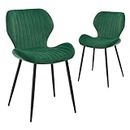 CangLong Chairs Mid Century Modern Leisure Upholstered Metal Legs for Kitchen Living Room Dining Chair,Set of 2, Green, Velvet, Foam, Verde, 2 unità