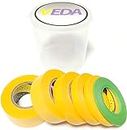 Veda® - Juego de 6 rollos de cinta adhesiva de 2 mm/6 mm/10 mm/15 mm/18 mm/24 mm, para manualidades o para modelismo