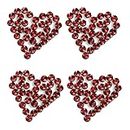 India Handicrafts 20222 Heart Shaped, Red 3 Inch Metal and Acrylic Beads Dinner Napkin Ring; Set of 4