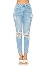 Wax Jean Women's Butt I Love You Push Up High Rise Skinny Denim Jeans with Rips, Light Denim, 7