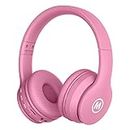 Mokata Headphones Bluetooth Wireless/Wired Kids Volume Limited 85 /110dB Over Ear Foldable Protection Headset with AUX 3.5mm Mic for Boys Girls School Pad Tablet Pink