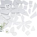 PH PandaHall 50pcs Sew On Acrylic Clear Mirror Rhinestone Crystal Flat Back Mirror Beads with Hole For DIY Wedding Dress Clothing Bags Shoes Decoration Accessory
