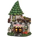 TERESA'S Collections Fairy House Garden Statues with Solar Lights, 2-Tier Resin Cute Outdoor Statues Cottage Figurine Treehouse Lawn Ornaments Garden Gifts for Flower Patio Yard Decor, 7.7"