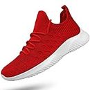 Feethit Womens Slip On Walking Shoes Non Slip Running Shoes Breathable Workout Shoes Lightweight Gym Sneakers, Red, 10