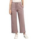 Alan Jones Clothing Solid Women's Relaxed Fit Wide Legs Track Pant (Dusty Pink_S)