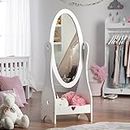 Haus Projekt Girl's Free Standing Kids Full Length Mirror, Child’s White Wooden Dressing Mirror, Hand Made Children's Bedroom Furniture