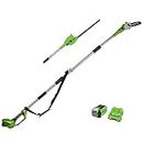Greenworks Cordless 2-in-1 Pole Saw and Pole Hedge Trimmer with Shoulder Strap, Pole Saw 20cm Bar, Trimmer 51cm Dual Action Blades, WITH 40V Battery and Charger G40PSH