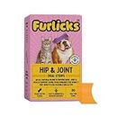 Furlicks Hip and Joint Supplement for Dogs & Cats | Marine Collagen & Calcium for Joint Mobility | 30 Oral Dissolving Strips