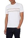 Ben Sherman T-shirt con logo a righe in cotone organico bianco, bianco, S