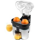 Progress EK5027P Slice & Juice, Twin Electric Citrus Juicer, Built-in Slicer, Dual Juicing Function, 500 ml Container, Removable Cone Attachments & Strainer, On/Off Switch, Safety Lock, 90W