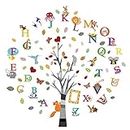 ufengke Alphabet ABC Tree Wall Stickers Animals Letters Wall Decals Wall Decor for Kids Bedroom Nursery Living Room