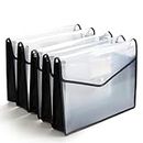 SPS File Folder, Transparent Poly-Plastic A4/Foolscap Documents File Storage Bag with Snap Button, Set of 5 (Black)