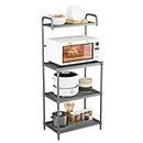MEDIMALL Bakers Rack for Kitchen with Storage, 4-Tier Microwave Stand, Microwave Cart Storage Rack Coffee Bar with Mesh Wire Metal Shelves, Kitchen Stand Oven Table, 23.5" L x 13.5 W x 53.5 H (Grey)