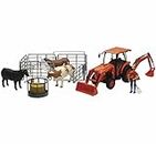 New-Ray NEWSS-33313 Kubota Farm Tractor with Cow Playset