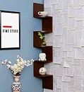Dime Store Wooden Wall Shelves | Corner Hanging Shelf for Living Room Stylish | Zig Zag Home Decor Floating Display Rack for Storage