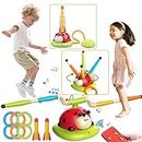 3 In 1 Musical Jump, Ring Toss Game, Stomp & Launch Rocket Launcher for Kids Toys for Girls Boys 3-5, Sports & Outdoors Indoors Toys for Ages 5-7 with Remote Control Outdoor Toys for Toddlers 3-5 4-8