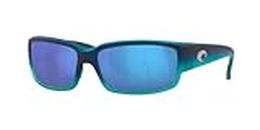 Costa Del Mar Caballito 6S9025 Rectangle Sunglasses for Men + BUNDLE with Designer iWear Eyewear Kit, 73 Matte Caribbean Fade / Blue Mirror 580g Polarized, 59