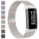 ZWGKKYGYH Compatible with Fitbit Charge 3 and Fitbit Charge 4 Bands Metal Mesh Stainless Steel Magnetic Band Replacement for Women Men, Champagne Small