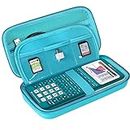 BOVKE Hard Calculator Case for Texas Instruments TI-84 Plus CE Color Graphing Calculator/TI-84 Plus/TI-83 Plus CE, Extra Zipped Pocket for USB Cables, Charger, Manual and More, Turquoise