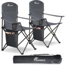 SUNMER Set of 2 Folding Camping Chairs, Extra Wide Lightweight Outdoor Chairs w