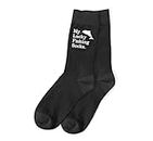 D Design Invent Print! Lucky Fishing Gift Socks Men’s Black Funny Fishing Fish Angling Quote Size 6-11 (Black)
