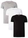 Tommy Hilfiger Men Short-Sleeve T-Shirt Crew Neck, Multicolor (Black/Grey Heather/White), XL