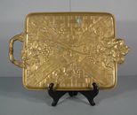 Antik Tablett Jugendstil aus Bronze Unterzeichnet Teddy Dekoration Rebe-Filialen