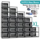24 Pack Shoe Storage Box Clear Plastic Stackable Sneaker Organizer Containers XL