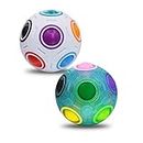 Coolzon Magic Regenbogen Ball Zauberbälle, 2 Stück Magisch Regenbogenball Zauberball 3D Puzzle Ball Spielzeug für Kinder Gastgeschenk,Weiß+Blau