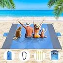 Beach Blanket Beach Mat - Sandproof Large Blanket 210 * 200 CM Waterproof Lightweight Outdoor Sports Blanket with 2 Extra Zipper Pockets for for Phone Camera, Holidays Camping Hiking Blanket
