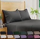 BAMPURE 100% Organic Bamboo Sheets Queen Set - 4PC Breathable Cooling Sheets Queen - Deep Pocket Queen Bed Sheets - Draps Queen - Hotel Luxury Bedding Sets Fitted Sheet & Pillowcases (Gray)