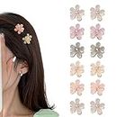 IUDWCG 12 Pcs Mini Cat's Eye Pearl Hair Clips, Cute Hair Clips Flower Hair Clips Women's Girls Hair Accessories Daily Party Wedding (Mixed Colors)