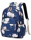 Leaper Water-resistant Floral Laptop Backpack Travel Bag Bookbags Satchel, Dark Blue [Usb]-2, Large, Traditional Backpacks
